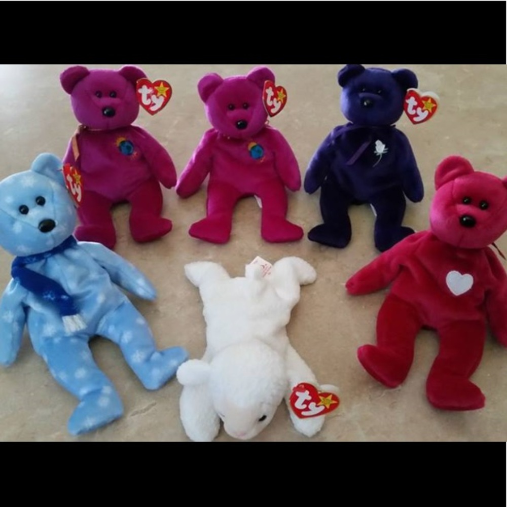 Vintage Rare Ty Beanie Babies Bear Lot, Lamb NWT Big Lot